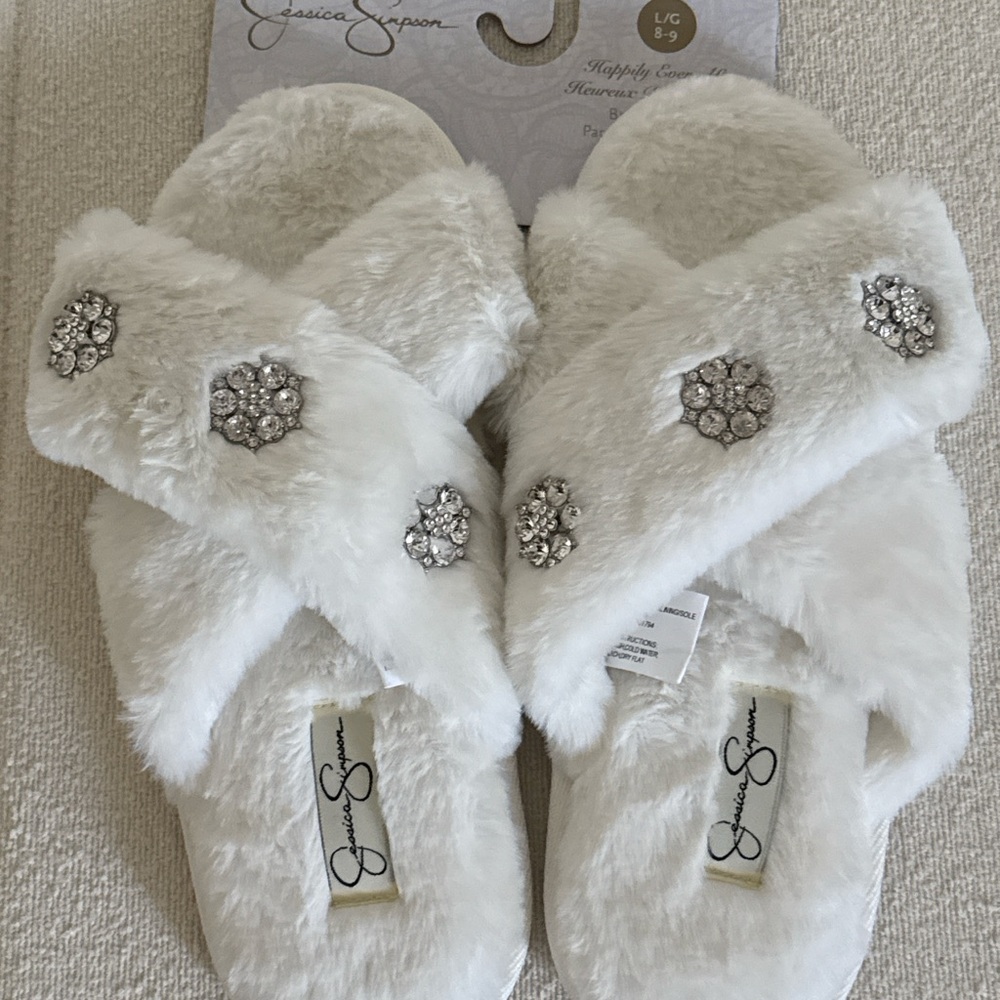 Jessica Simpson Cream Bridal Slippers